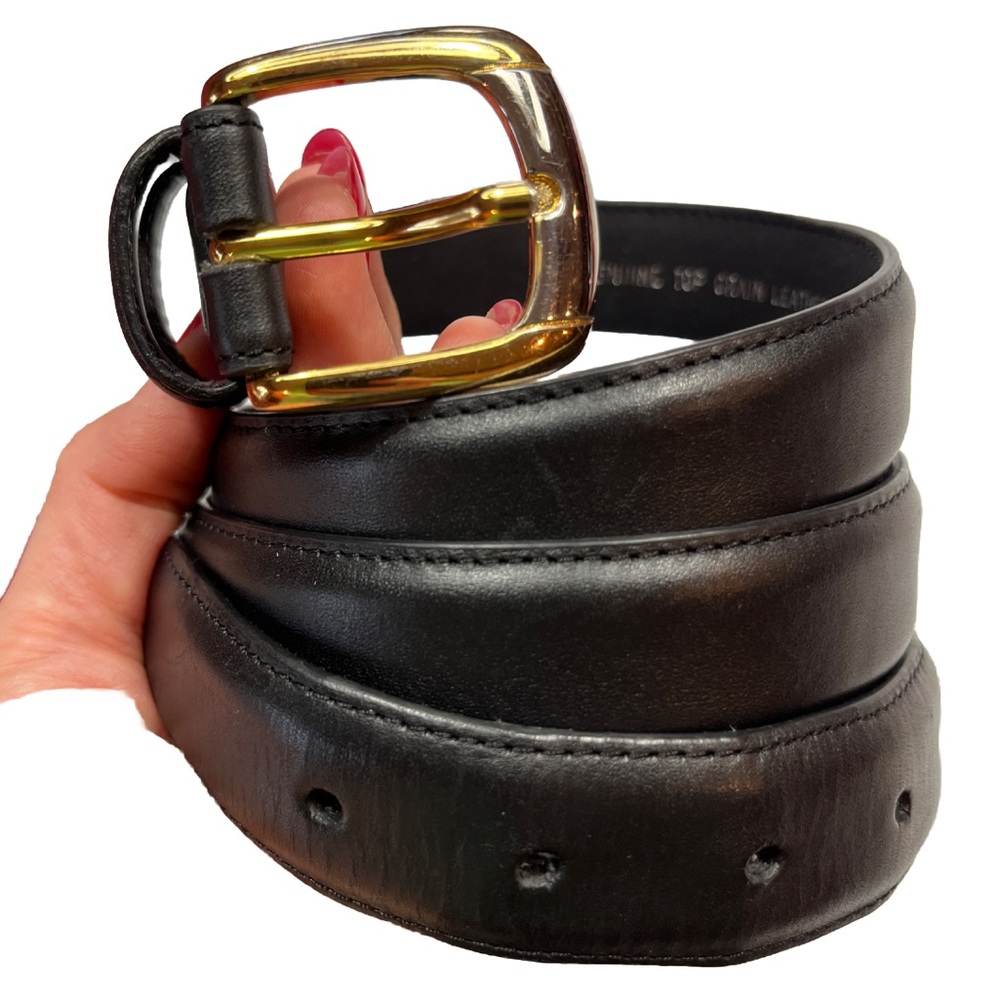 Yoder Dept. heavy duty Black BELT Top Grain Leather Amish 400 gold Buckle 37-41